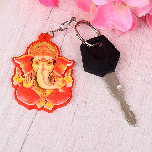 PVC Ganpati Ganesh Spiritual Red Keychain Hindu keyring