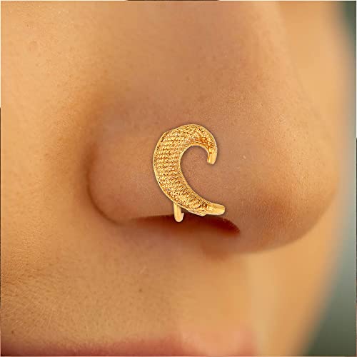 Goldplated CHAND Half-moon shaped Press and Wear Clip-on Nosepin Noseclip