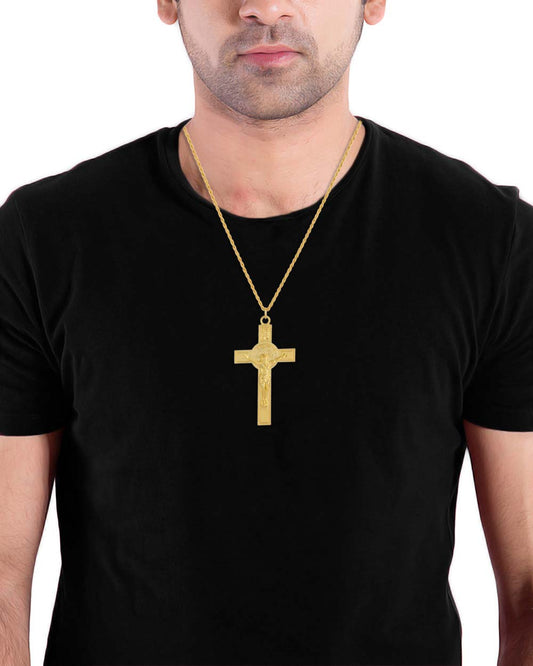 Gold plated Jesus figure, small Cross pendant