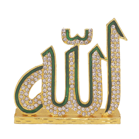 Brass White CZ Allah Word Islamic Stand Decoration