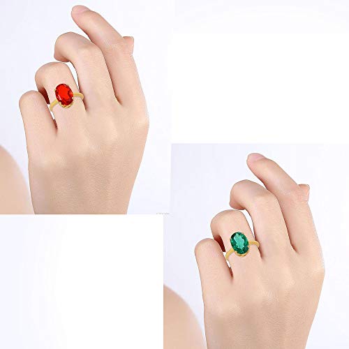 Gold plated Faux Columbian Emerald and Burma Ruby fingerring Combo