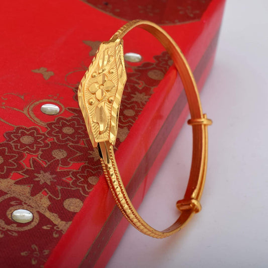 Gold Plated Brass Stylish Design Adjustable Size Single Kada