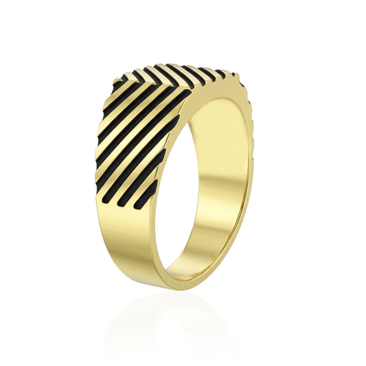 Brass Antique finish, striped design, heavy Fashion jewellery finger ring (ORDM3897)