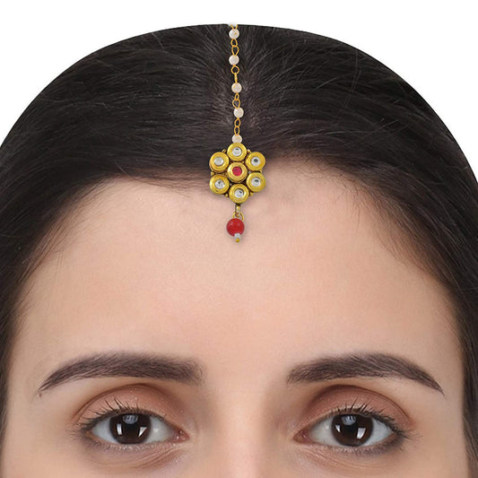 Gold plated Kundan Traditional MangTika Women hair accessory