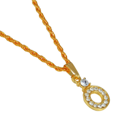 Gold plated, Diamond look CZ Studded, Circular Round Pendant for Kids and Children