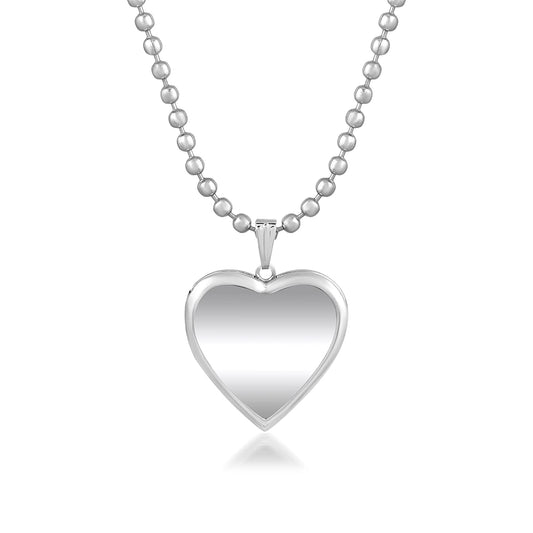 Silver Plated Mirror Front Finish Heart Shaped Openable Photo Locket Pendant