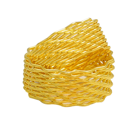 Gold plated Adjustable size intermeshed Brass wire, finger ring Band