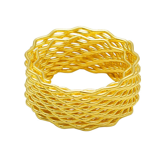 Gold plated Adjustable size intermeshed Brass wire, finger ring Band