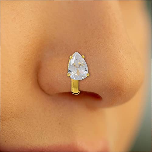 Goldplated Imitation Diamond Press Clip-on Nosepin Noseclip