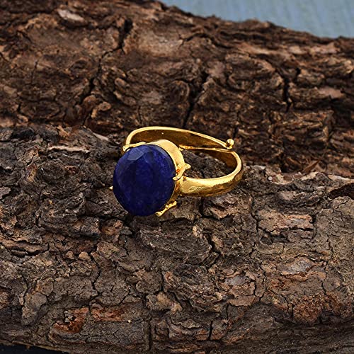 Goldplated Brass Blue Sapphire Neelam Fingerring