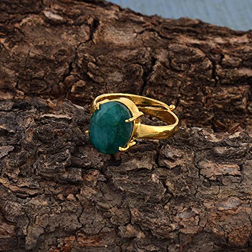 Goldplated Brass Emerald Panna Fingerring