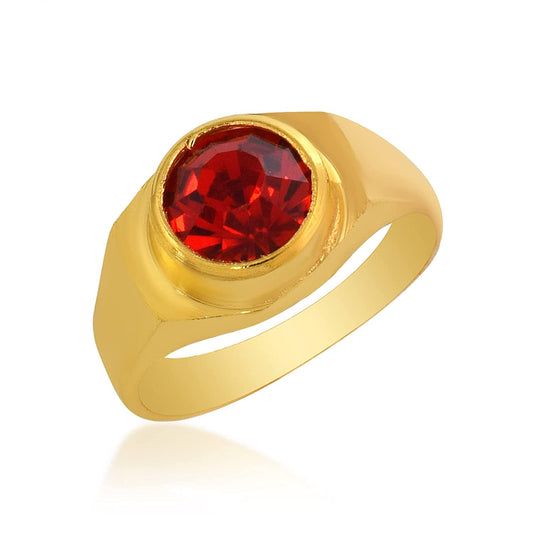 Pure Brass Red Garnet Janurary Birthstone Capricorn Sunsign Fashion Fingerring