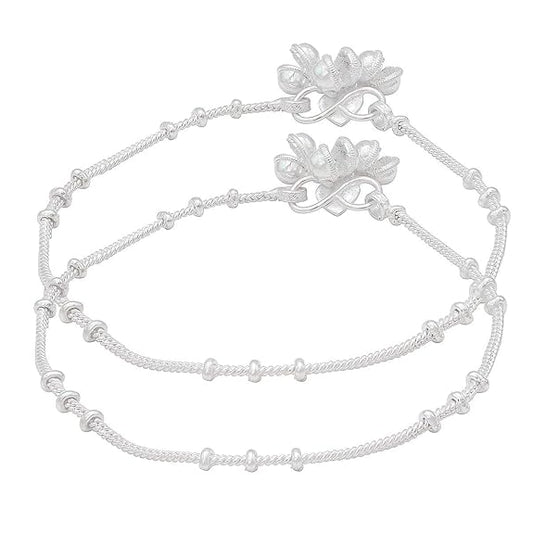 German Silver Single Strand Stylish Anklets for Women (AKRM2242)