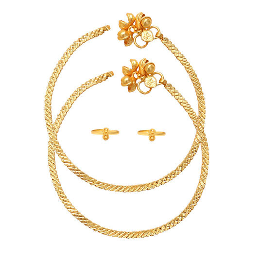 Gold plated Combo of Snake scale design Anklet and matching Gold plated toering