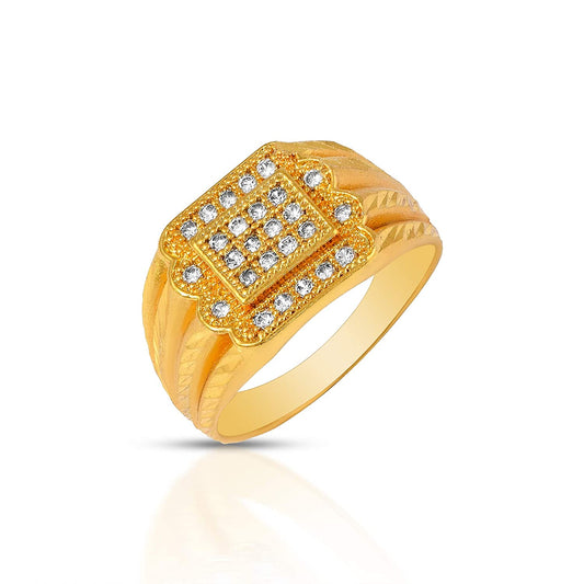 Brass Goldplated CZ Wedding Fingerring Men