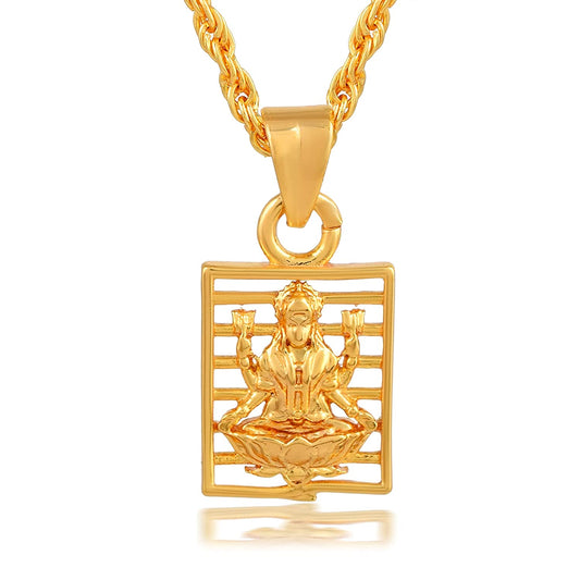 Goldplated Brass Lakshmi Pendant Hindu Temple