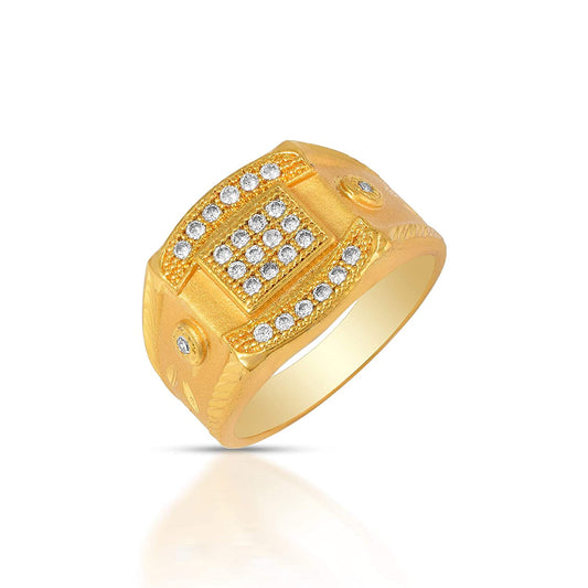 Brass Goldplated CZ Wedding Fingerring Men