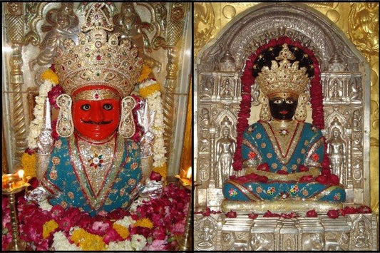 Brass Goldplated Red Colour Nakoda Bhairav Jain Idol (STKL7739-S)