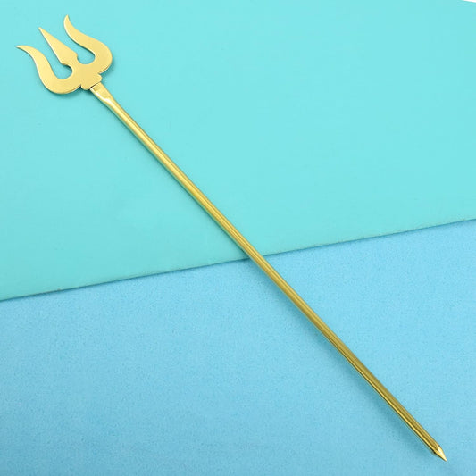 Brass Gold 9 Inch Trishul puja item home decor