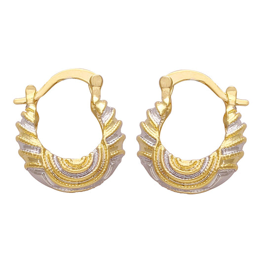 Yellow and White Gold Plated Brass Stylish Fashion Hoop Bali Earring