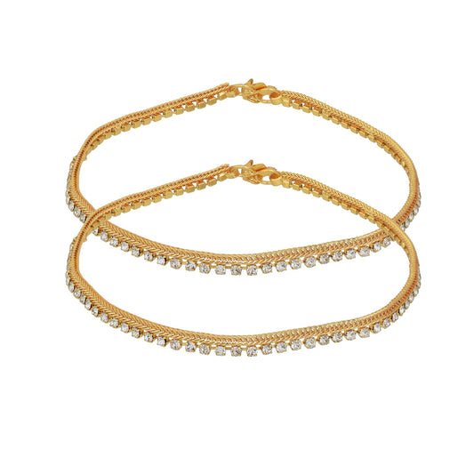 Brass, 24KT, yellow Gold plated, CZ studded Stylish Payal