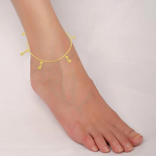 Brass Goldplated Star Charms Stylish Fashion Latest Anklet