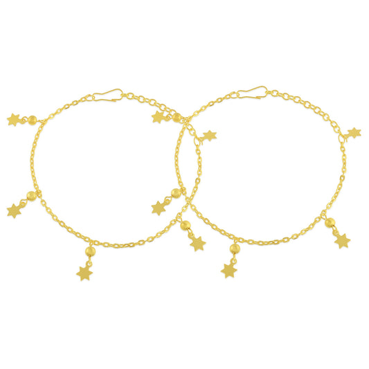 Brass Goldplated Star Charms Stylish Fashion Latest Anklet