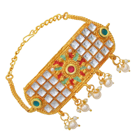 Gold plated Brass Pearl Kundan Armlet Bajubandh