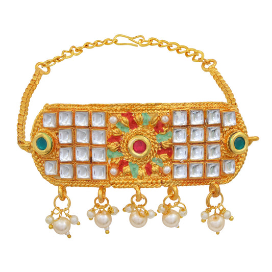 Gold plated Brass Pearl Kundan Armlet Bajubandh