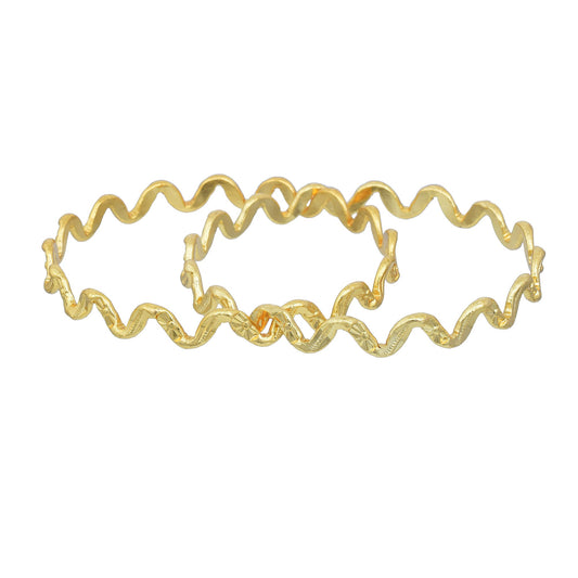 Brass, 24KT, yellow Gold plated, Wave design, Stylish Bangle set Women