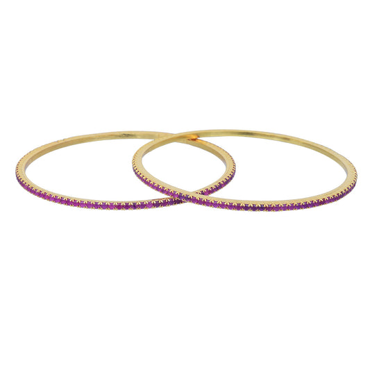 Gold plated, Faux Ruby stuuded, Stylish Bangle set Women