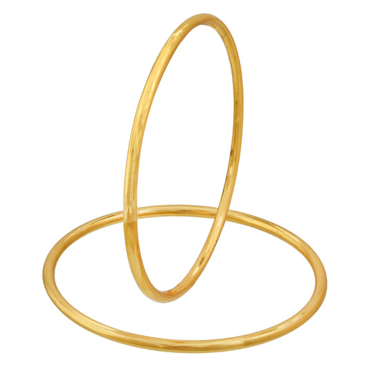 Gold Plated Brass Plain Simple Bangle Set Women