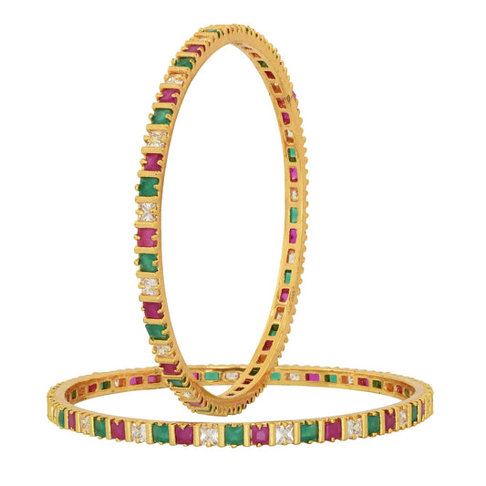 Faux Emerald Ruby Imitation Diamond stylish Fashion Bangles