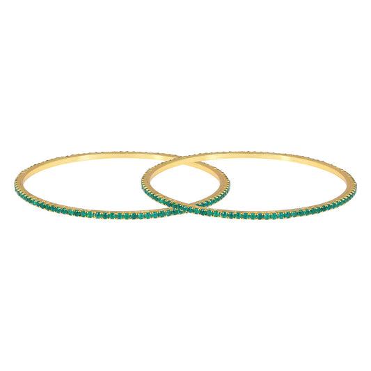 Brass Goldplated Faux Emerald Bangle set Women