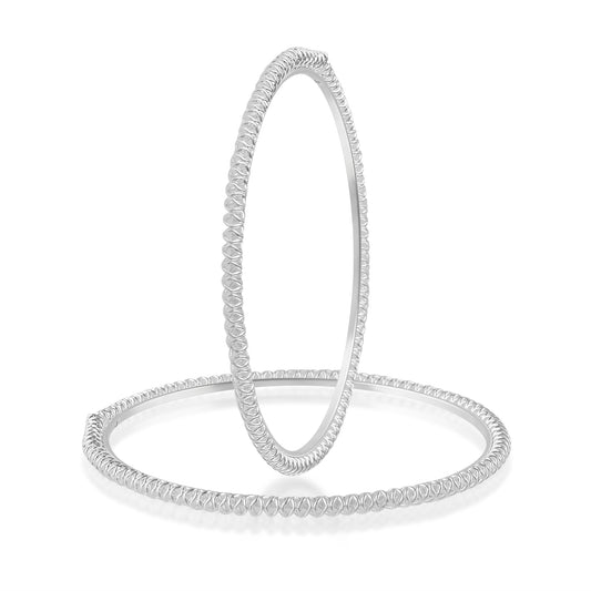 Brass Silver-Plated Imitation Diamond-Studded Bangle Set (BGVK2309)