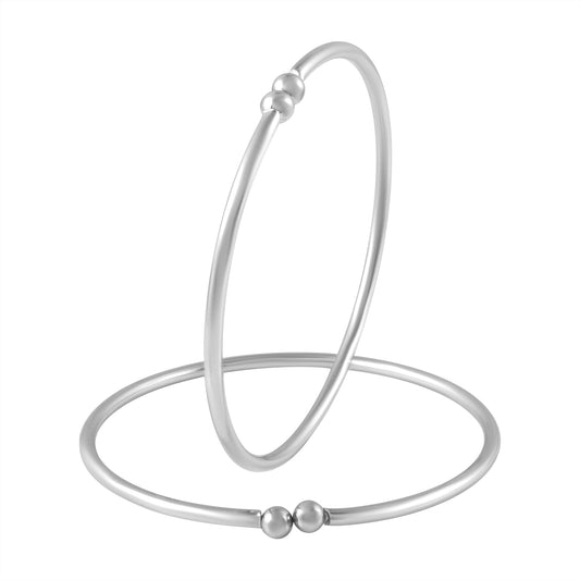 Brass Alloy Silverplated Free size Bangle Set Kada