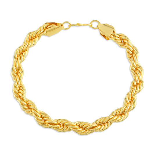 Brass 24KT Micron Gold forming Rope Chain Bracelet for Men Women (BLDM3794)