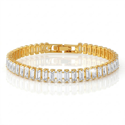 Brass Gold Moissanite Diamond Unisex Bracelet (BLDM3893)