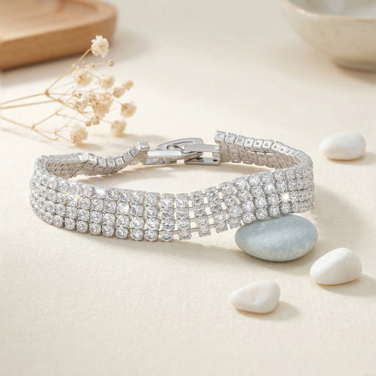 Brass Silver plated Moissanite Diamond Bracelet (BLDM3895)