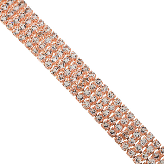 Brass Rose Gold plated four liner Moissanite Diamond Unisex Bracelet (BLDM3896)