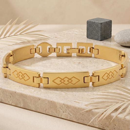 Premium Brass Gold Plated hand carved Designer Bracelet for Men & Women (BLDM3904)