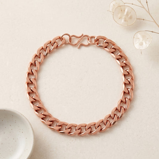 Premium Brass Alloy Pure Copper plated, Pink Rose Gold tone Chain Bracelet (BLDM3928)