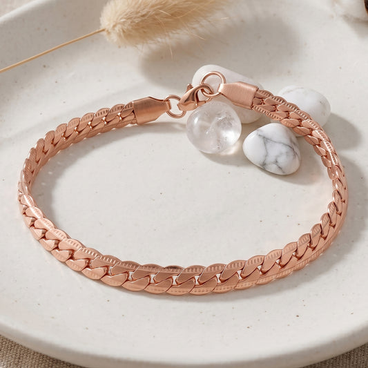 Pink Rose Gold plated Pure Copper handmade desginer bracelet for Men Women (BLDM3932)