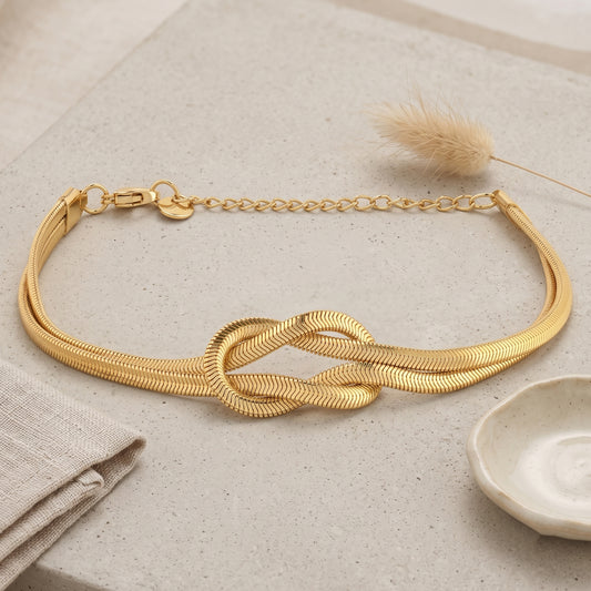 Premium Brass Gold Plated Love Knot design Bracelet for Women Young Gen Z females
