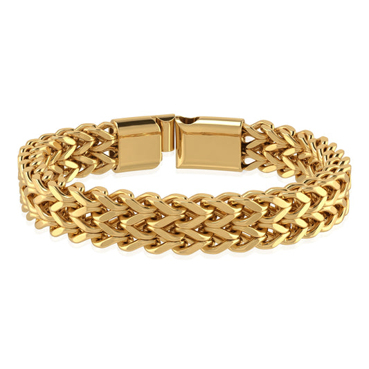 Brass 1 Gram gold thick Heavy Mens Bracelet (BLDM3937)