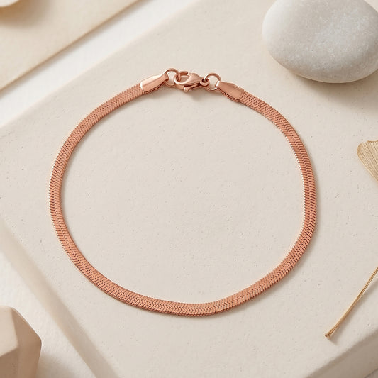 Thin Sleek Rose Gold Plated Pure Copper Bracelet for Women and Girls (BLGS5932)
