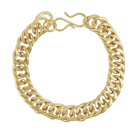 Pure Brass 1 Gram Micron Goldplated Interlink Bracelet (BLKL1091)