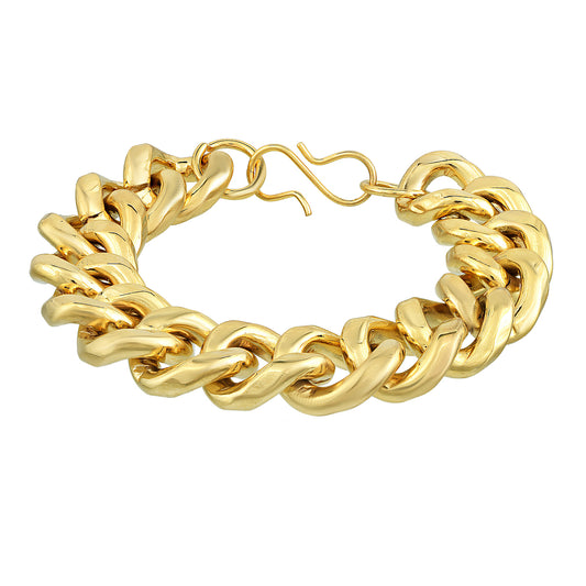 Premium Brass Micron Gold Super Thick & Heavy Men Bracelet- 110 Grams (BLKL1100)