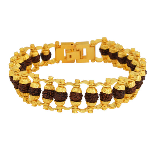 Brass Gold plated Original Natural Rudraksh Bracelet (BLNI8012)