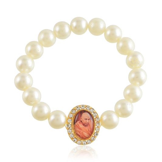 Pearl Beaded Guruji free size Stretch Bracelet (BLRM6698)